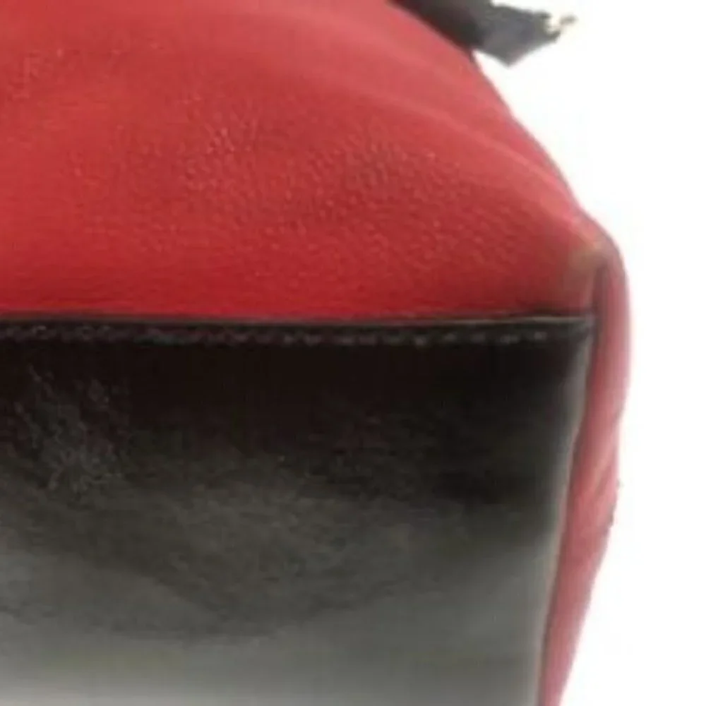 Kate Spade Handbag Satchel leather Red black with bow
